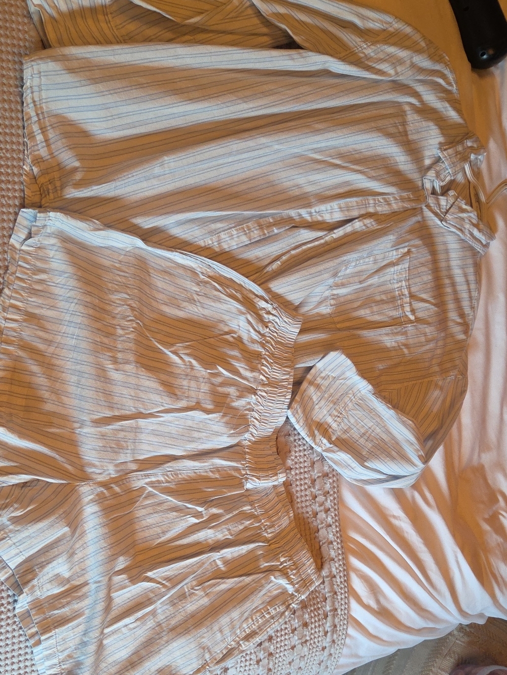 Ardene White and Light Blue Striped Shorts And Shirt Set L/xl